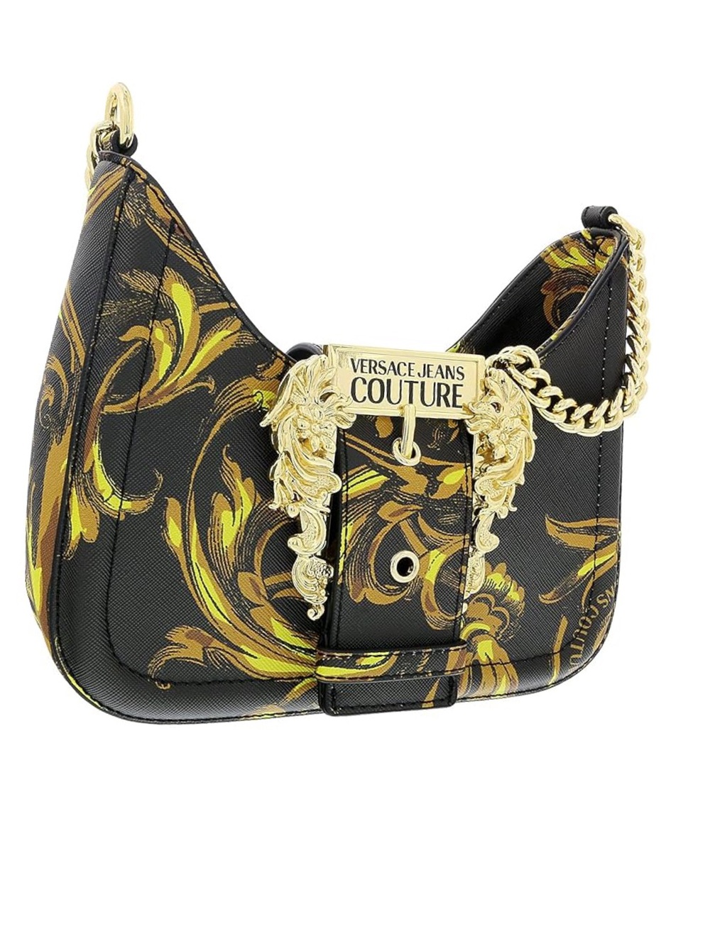 New Versace Jeans Collection Black and Gold Baroque Mini Shoulder Bag